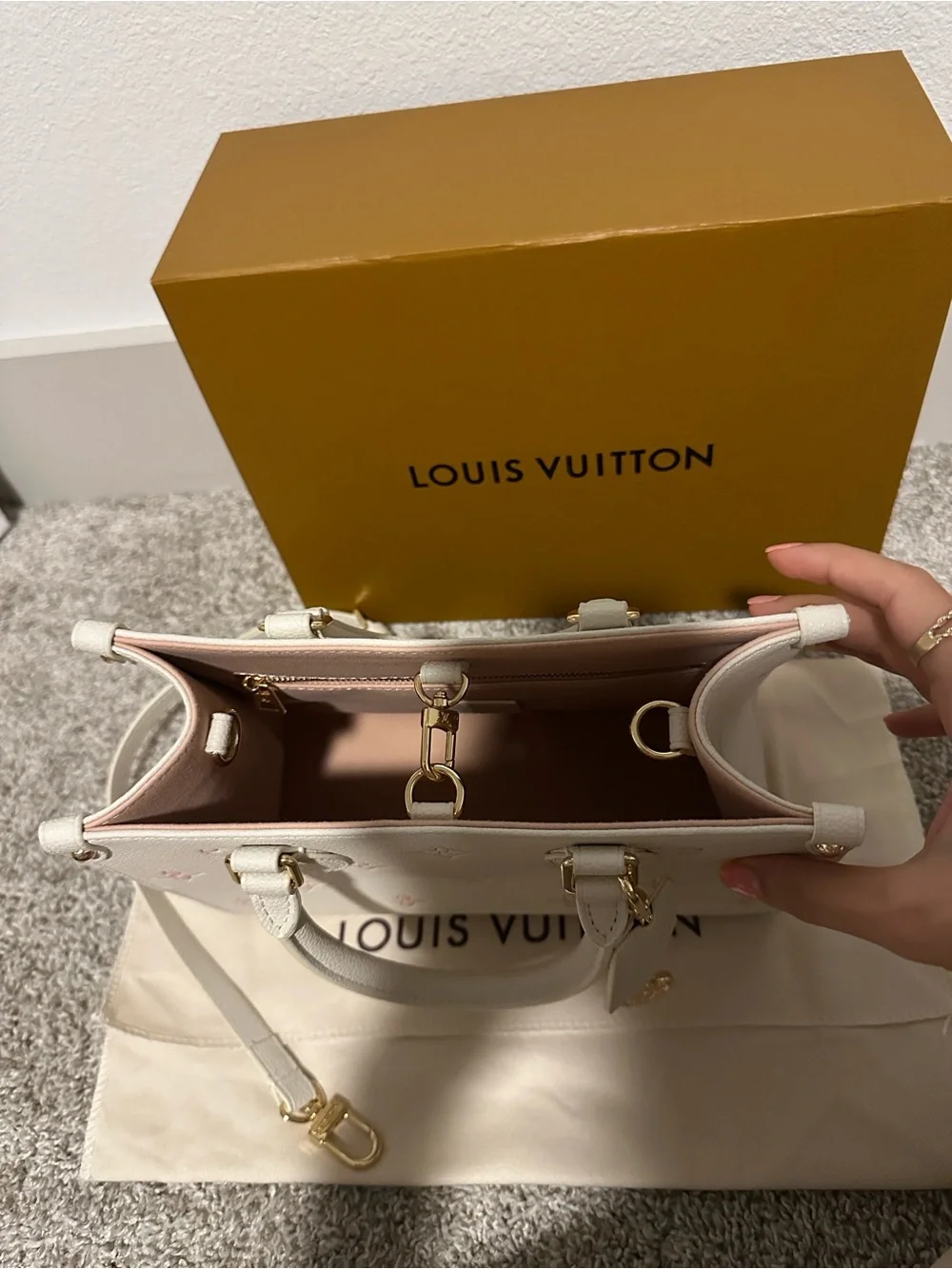 Cream and Pink Monogram Tote - Picture 7 of 9